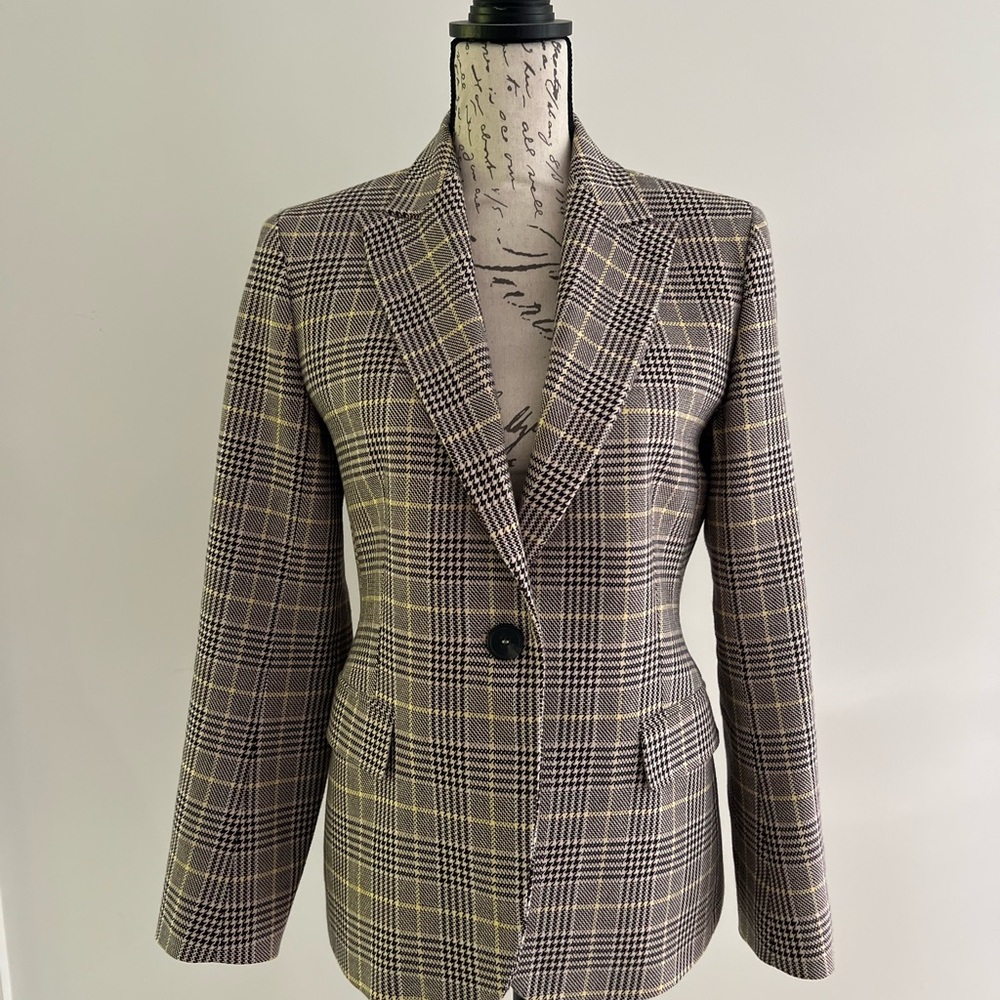 weekend max mara yellow black herringbone design jacket
